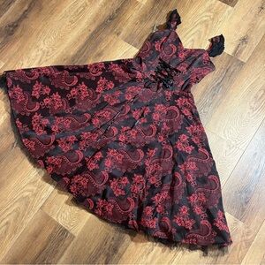 Vintage Inspired Tapestry Corset Dress Whimsigoth Dress Off Shoulder Dress